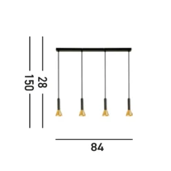 Hängeleuchte Signal, Länge 84 cm, schwarz/goldfarben, Metall