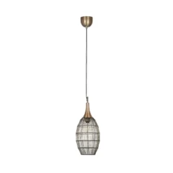 Hängeleuchte Soraya, 1-flammig, oval, Metall, altmessing
