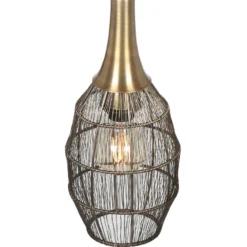 Hängeleuchte Soraya, 1-flammig, oval, Metall, altmessing