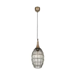 Hängeleuchte Soraya, 1-flammig, oval, Metall, altmessing