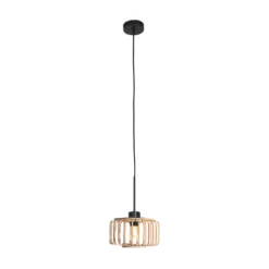 Hängeleuchte Sparkled Light, schwarz/Bambus natur, Ø 20 cm