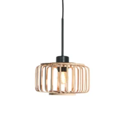 Hängeleuchte Sparkled Light, schwarz/Bambus natur, Ø 20 cm