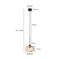 Hängeleuchte Sparkled Light, schwarz/Bambus natur, Ø 20 cm