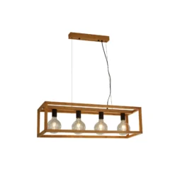 Hängeleuchte Square, 4-flg., 90 cm lang, Bambus, E27