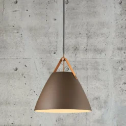 Hängeleuchte Strap mit Metallschirm beige, 36 cm