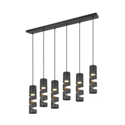 Hängeleuchte Stream, schwarz Länge 100 cm 6-flg. Metall GU10