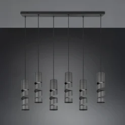 Hängeleuchte Stream, schwarz Länge 100 cm 6-flg. Metall GU10