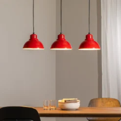 Hängeleuchte Sven, dreiflammig, rot, Stahl, E27