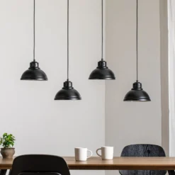 Hängeleuchte Sven, vierflammig, schwarz, Stahl, E27