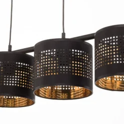 Hängeleuchte Tago, vierflammig, schwarz/gold