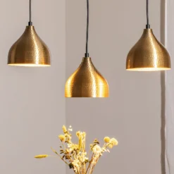 Hängeleuchte Tattoo 6214, goldfarben Metall 3-flammig linear