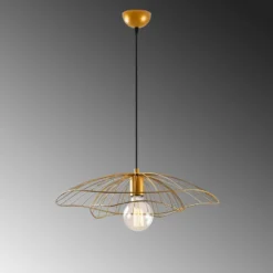 Hängeleuchte Tel 6502, goldfarben, Metall, Ø 50 cm