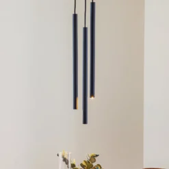Hängeleuchte Thin, schwarz, dreiflammig, Rondell