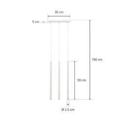 Hängeleuchte Thin, weiß, dreiflammig, linear