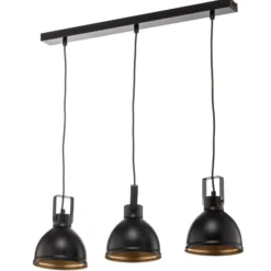 Hängeleuchte Trial, 3-flammig linear, schwarz/gold