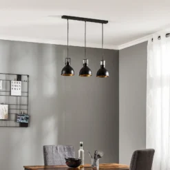 Hängeleuchte Trial, 3-flammig linear, schwarz/gold