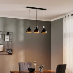 Hängeleuchte Trial, 3-flammig linear, schwarz/gold