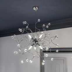 Hängeleuchte Trilly in Chrom mit Kristallen