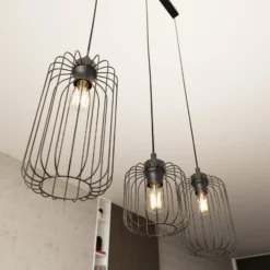 Hängeleuchte Vander, 3-flammig, 60 cm, schwarz, Metall, E27