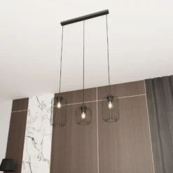 Hängeleuchte Vander, 3-flammig, 60 cm, schwarz, Metall, E27