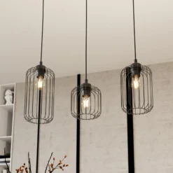 Hängeleuchte Vander, 3-flammig, 60 cm, schwarz, Metall, E27