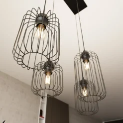 Hängeleuchte Vander, 4-flammig, 70 cm, schwarz, Metall, E27