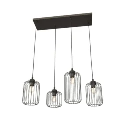 Hängeleuchte Vander, 4-flammig, 70 cm, schwarz, Metall, E27