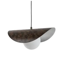 Hängeleuchte Vatoz, 1-flammig, schwarz, Ø 40 cm, Metall/Glas