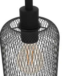Hängeleuchte Wrington, Länge 74 cm, schwarz, 3-flg., Stahl
