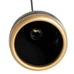 Hängeleuchte Yildo, 5-flammig, Rondell, schwarz/gold, Ø43 cm