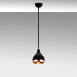 Hängeleuchte Yildo 7000 1-flg Ø15cm schwarz/kupfer
