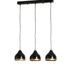Hängeleuchte Yildo, linear, 3-flammig, schwarz/gold, Metall