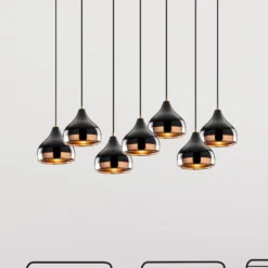 Hängeleuchte Yildo 6894, schwarz/kupfer, Metall, 7-flammig