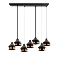 Hängeleuchte Yildo 6894, schwarz/kupfer, Metall, 7-flammig