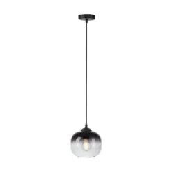 Hängeleuchte Zea, 1fl., rauchgrau/schwarz, Glas, E27