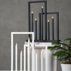 Holz-Fensterleuchter Frame, 5-flammig, weiß