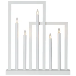 Holz-Fensterleuchter Frame, 5-flammig, weiß
