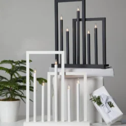 Holz-Fensterleuchter Frame, 5-flammig, weiß