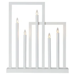 Holz-Fensterleuchter Frame, 5-flammig, weiß