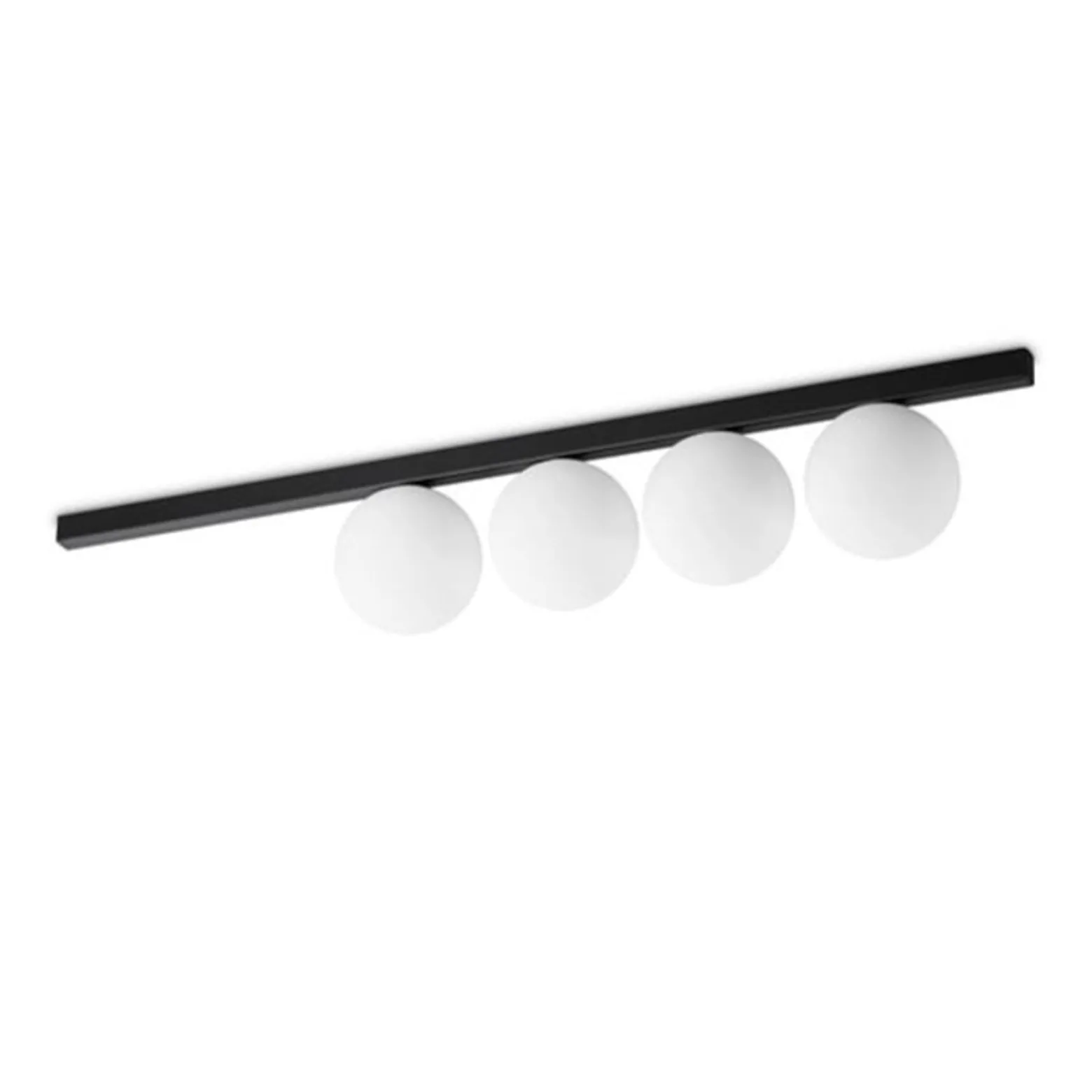 Ideal Lux Deckenlampe Binomio, schwarz, 4-flg., Metall, Glas