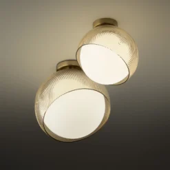 Ideal Lux Deckenlampe Bloom, Ø 30 cm, messing, Metall/Glas