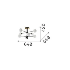 Ideal Lux Deckenlampe Cosmopolitan schwarz Metall Glas 8flg.