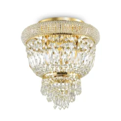 Ideal Lux Deckenlampe Dubai messing/klar, Ø 32 cm, Kristall