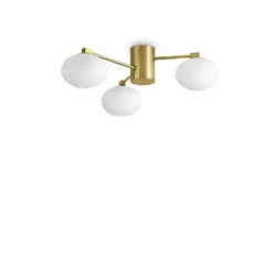 Ideal Lux Deckenlampe Hermes messingfarben 60 cm 3-flg. Glas