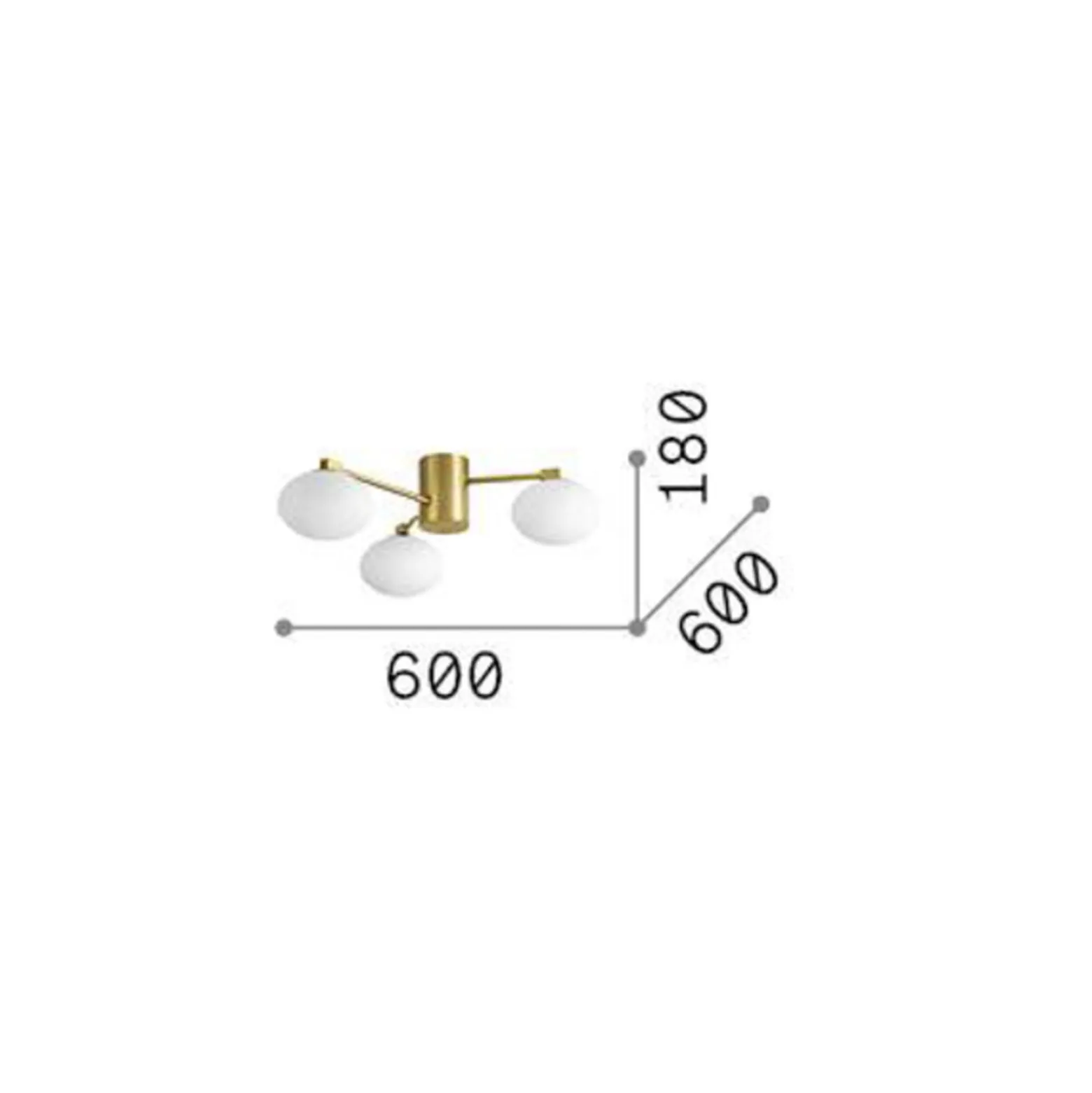 Ideal Lux Deckenlampe Hermes messingfarben 60 cm 3-flg. Glas