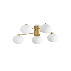 Ideal Lux Deckenlampe Hermes messingfarben 60 cm 5-flg. Glas