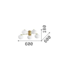 Ideal Lux Deckenlampe Hermes messingfarben 60 cm 5-flg. Glas