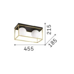 Ideal Lux Deckenlampe Lingotto, 2-flammig, schwarz, Opalglas