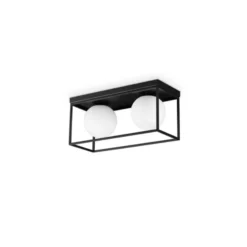 Ideal Lux Deckenlampe Lingotto, 2-flammig, schwarz, Opalglas