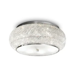 Ideal Lux Deckenlampe Pasha, chromfarben/klar, Ø 55 cm, Glas
